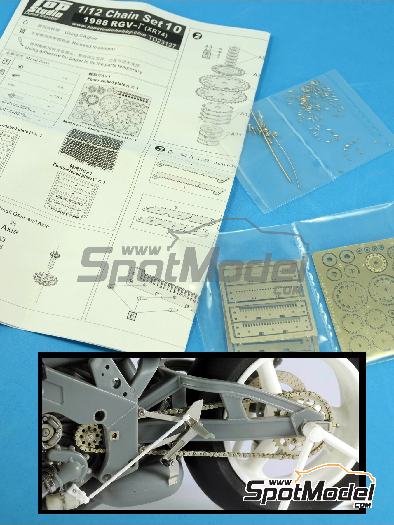 Top Studio TD23127: Chain set 1/12 scale - Suzuki RGV-G XR74